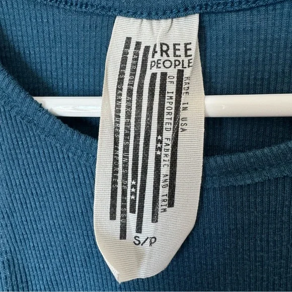 Free People Teal Blue Long Beach Tank Size Small Basic Layering Racerback Summer - Picture 10 of 12